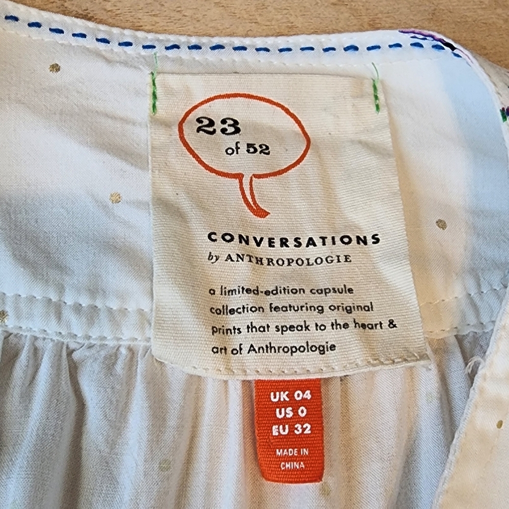 Anthropologie 23 of 52 Conversations Novelty Ski Winter Scene Button Up Blouse - Picture 13 of 15